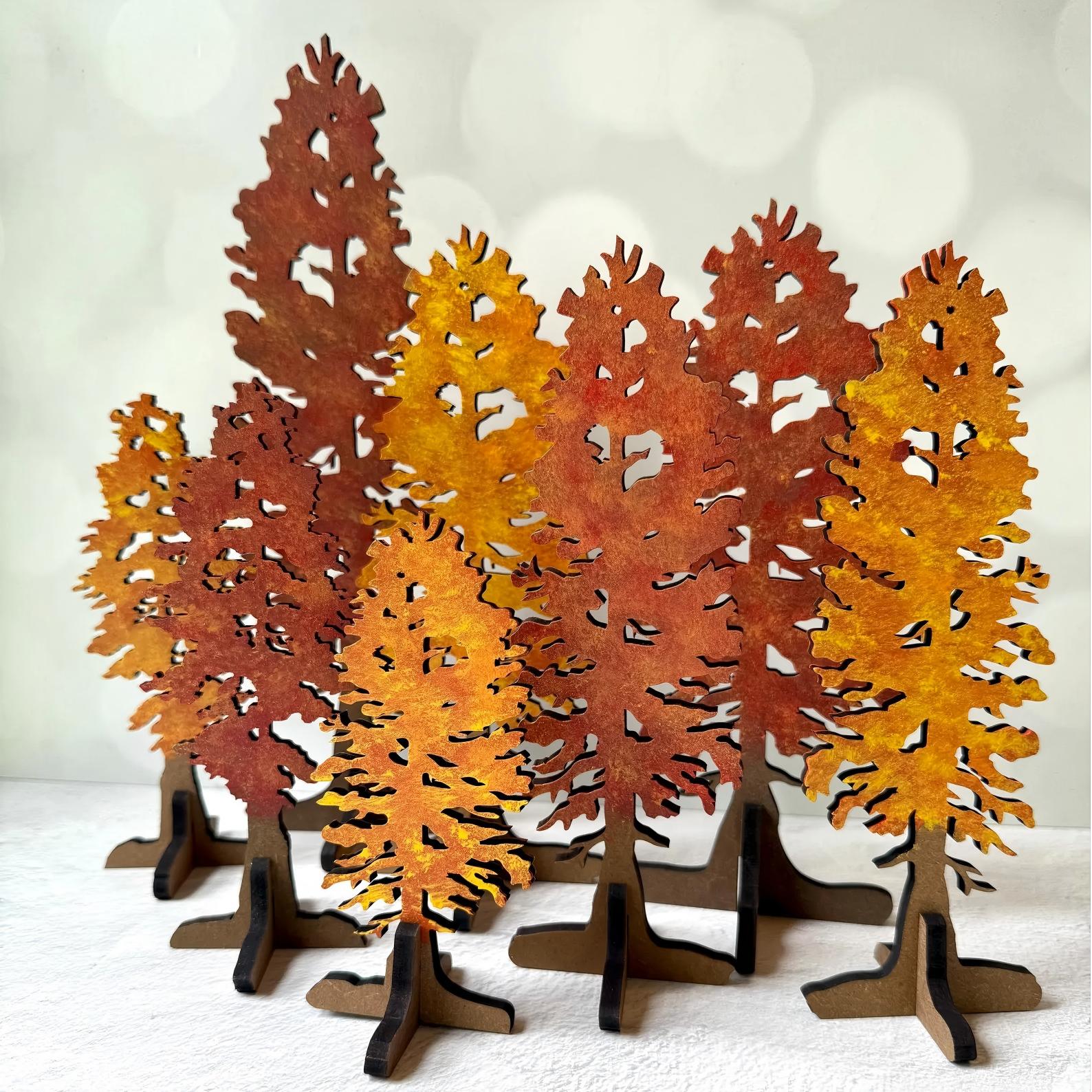 Free standing Fall Trees red-orange🍁🎃