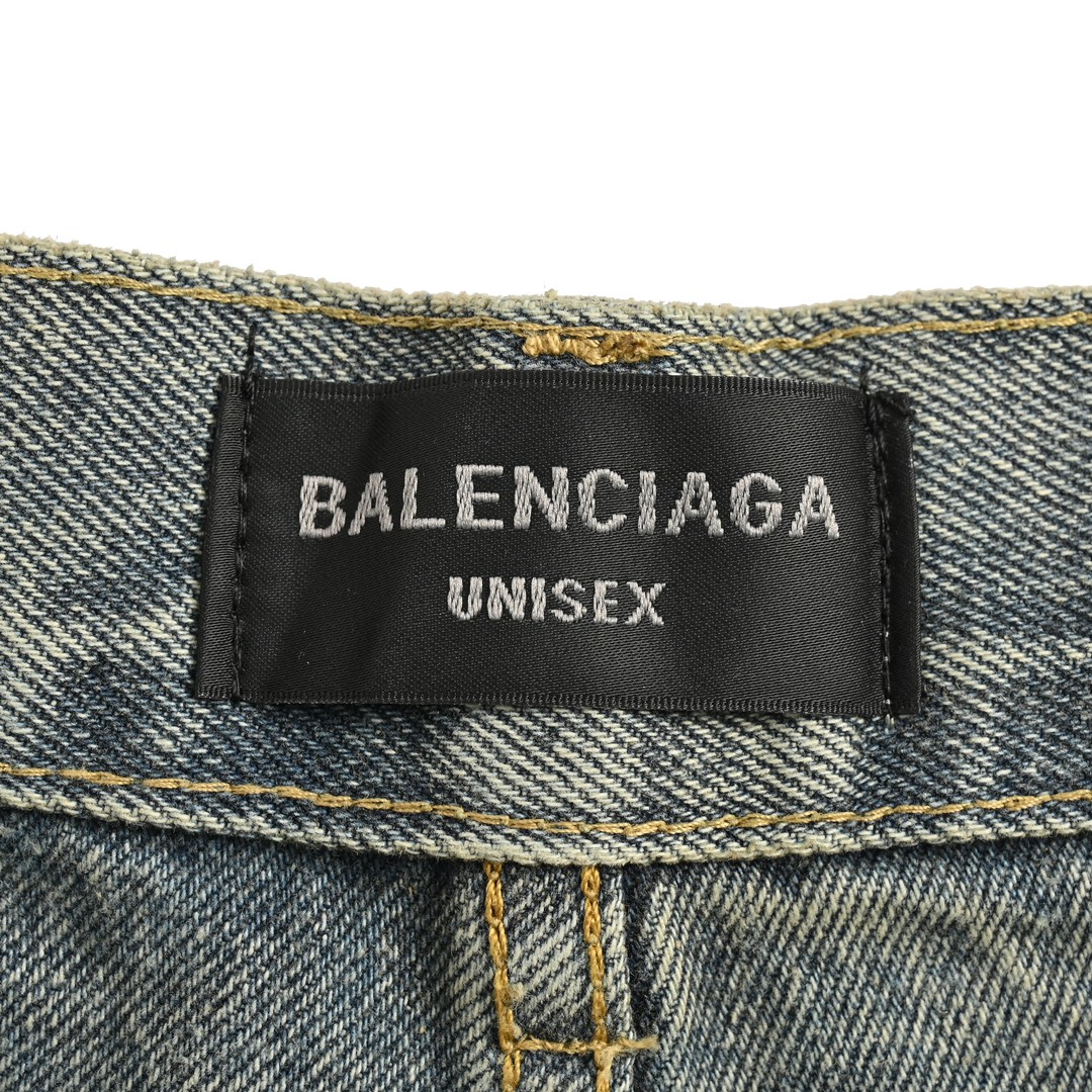 Balenciaga washed loose wide-leg distressed jeans