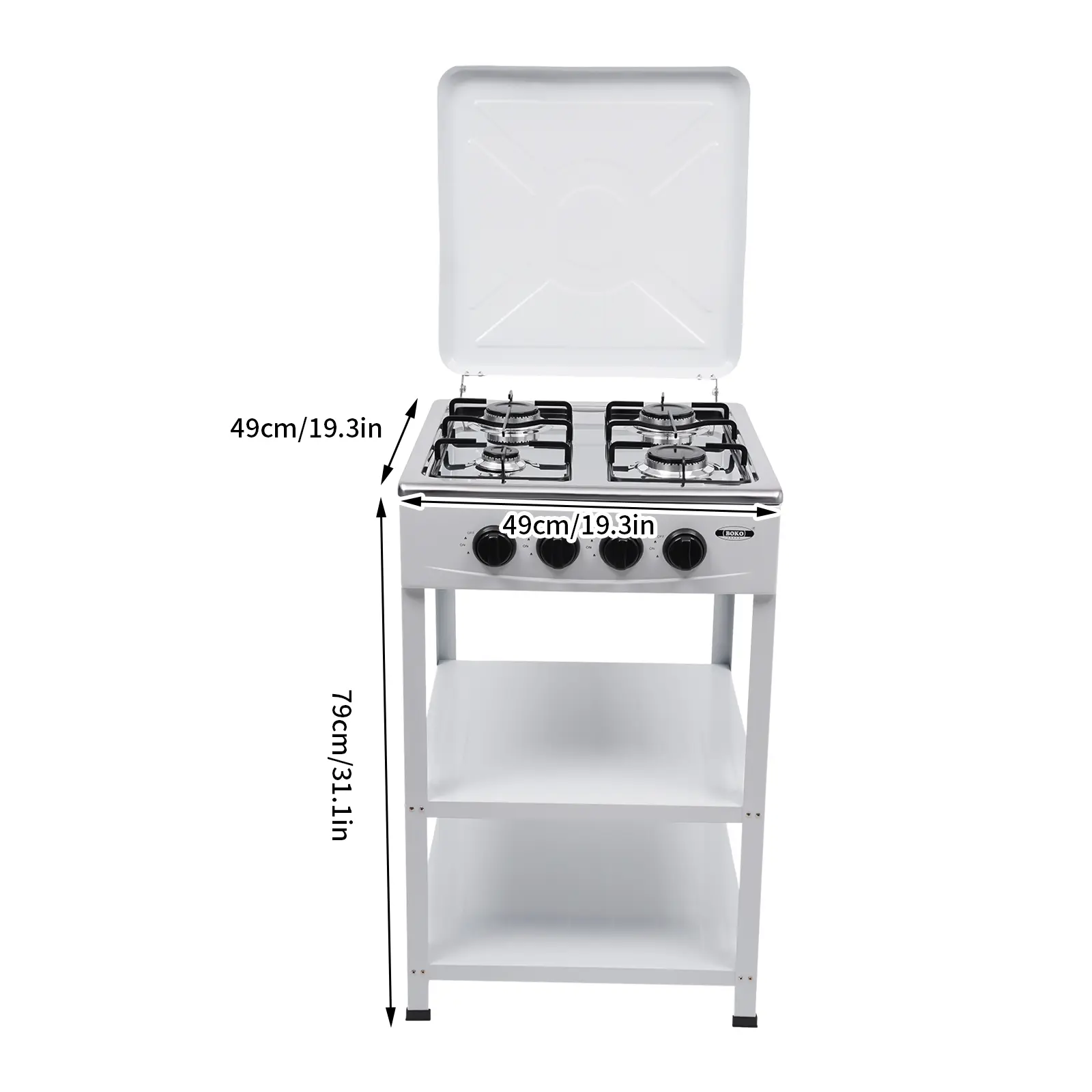 4 Burner Freestanding Gas Stove NG LPG Outdoor Camping Portable Cooktop with 4 Knobs Manual Ignition for RV Travel Emergency Preparedness Family Use