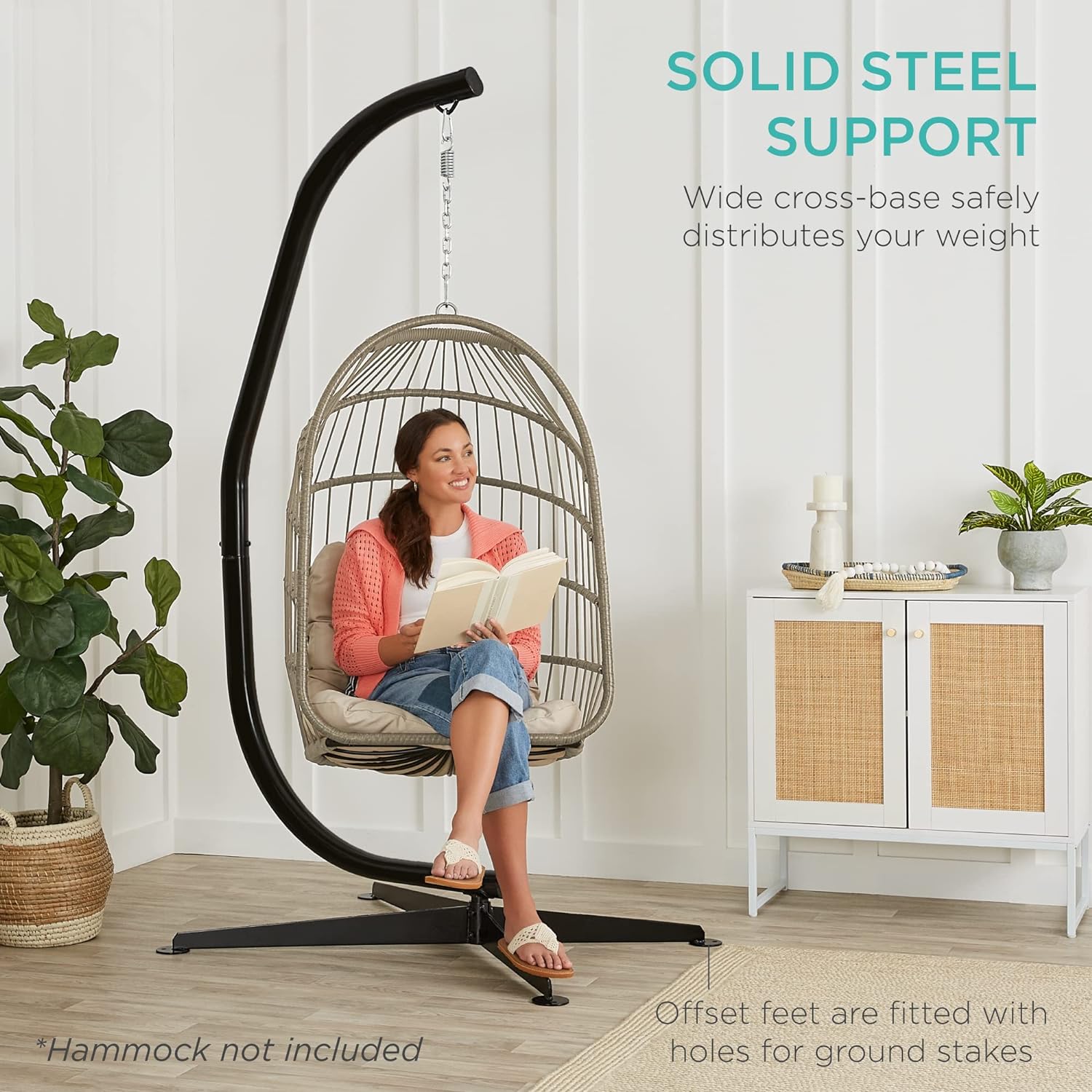 Best Choice Products Metal Hanging Hammock C-Stand for Chair/Weather Resistant Finish