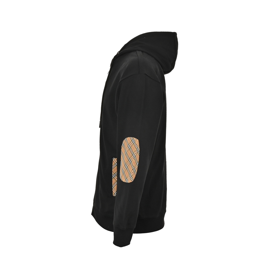 Burberry 24Fw zip-up hooded jacket with checkered arm patches