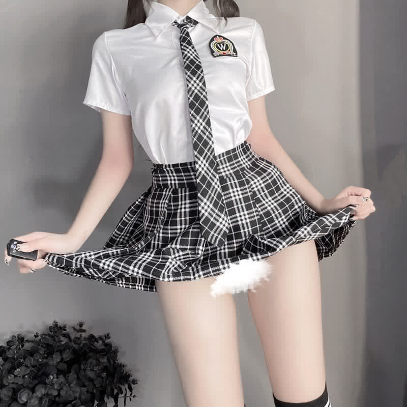 Cosplay JK Uniform Lattice Lingerie Stockings Set