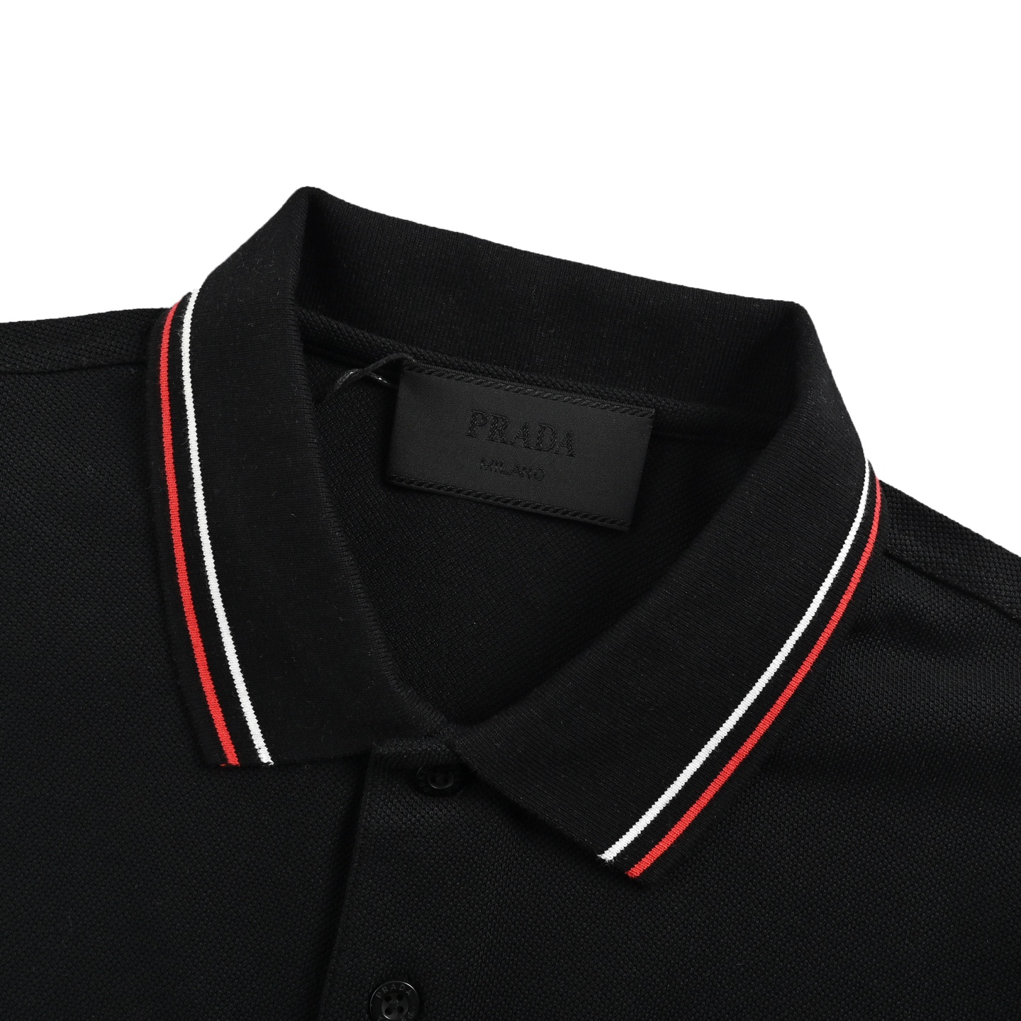 Prada 25ss contrast striped chest embroidery Polo short sleeve