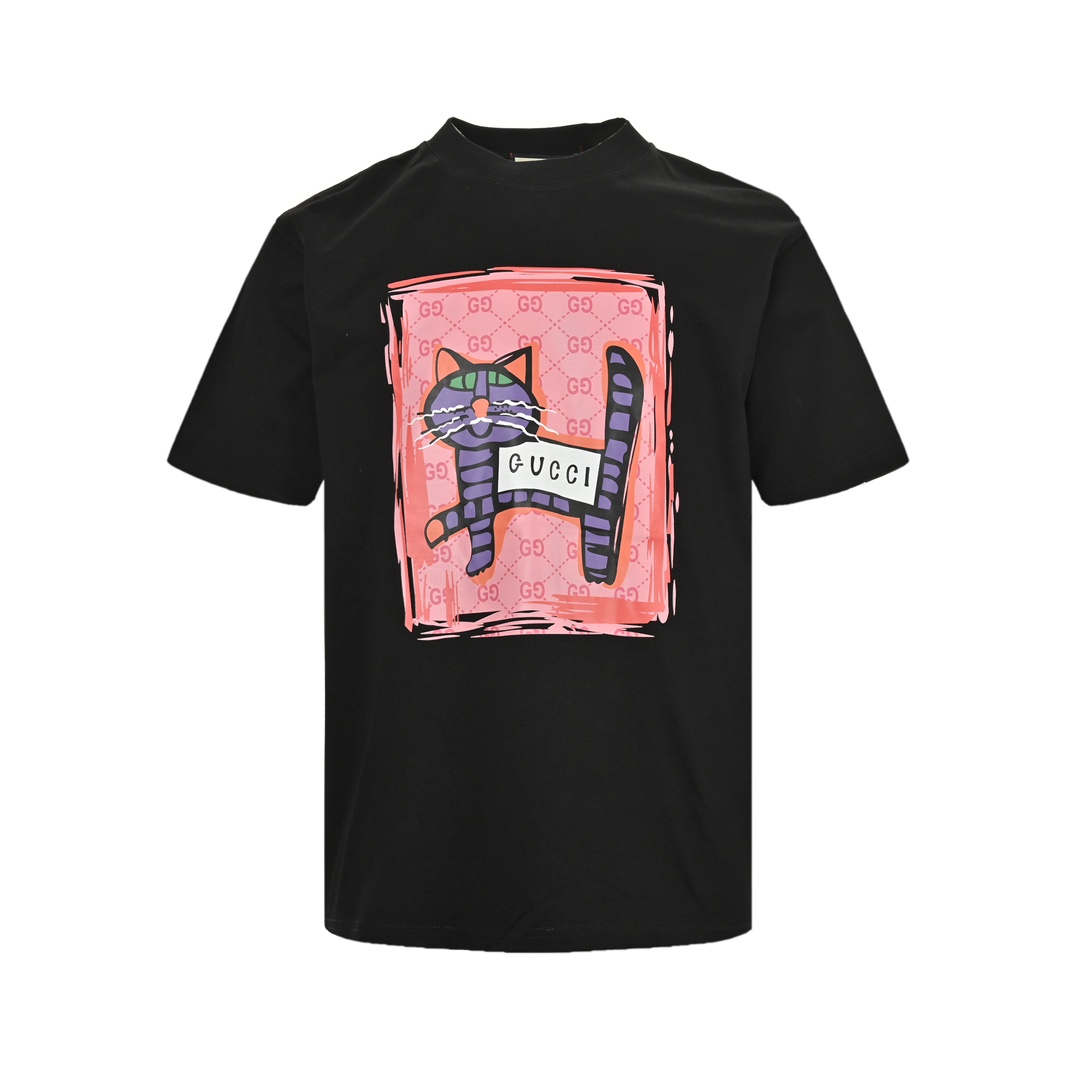 Gucci 24ss kitten print short sleeves