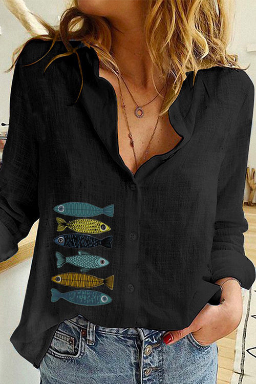 Heididress Long Sleeve Button Down Cotton Linen Shirt