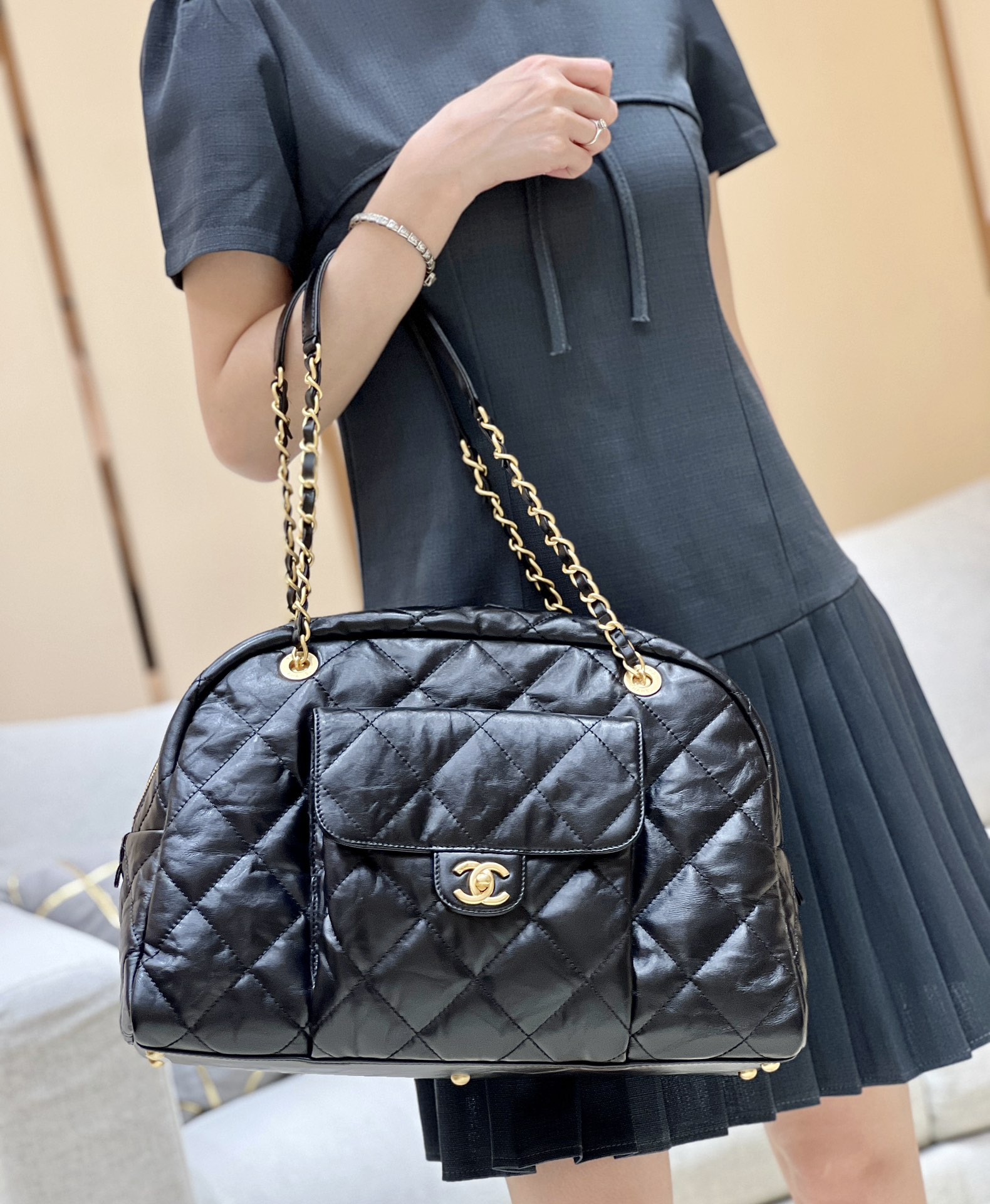 Chanel 24A Haute Couture Collection MAXI Bowling Bag AS4812