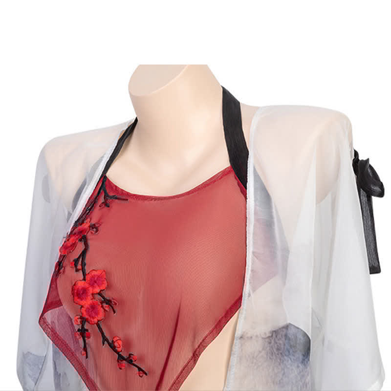 Han Costume Vintage Embroidery See Through Sexy Lingerie Set