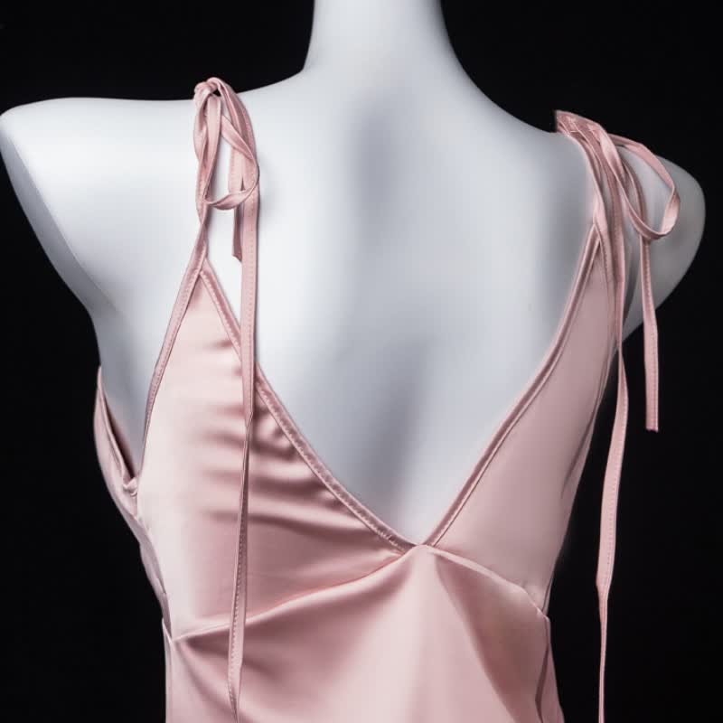 Lace V-neck See-through Nightdress Robe
