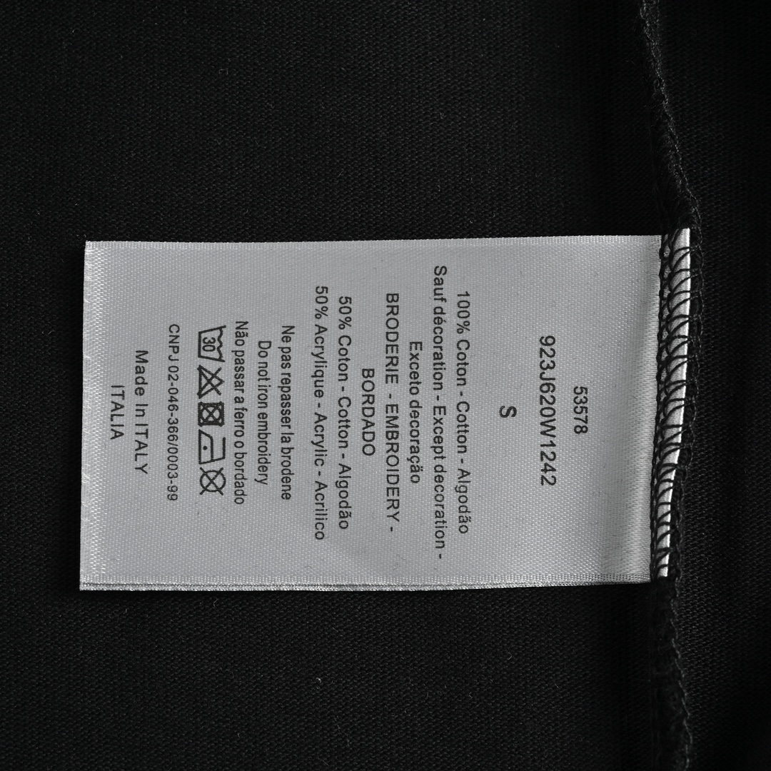 Dior 23ss embroidered silver logo short sleeve