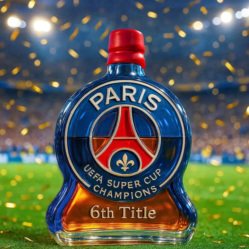 🏆 Celebrate in Style — Paris 6th Title Whiskey Bottle