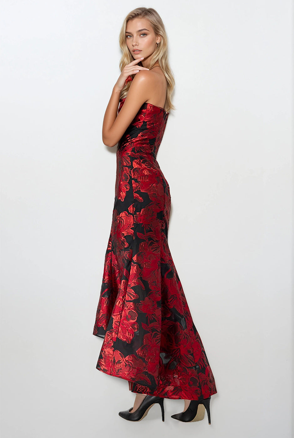 Vestido strapless largo