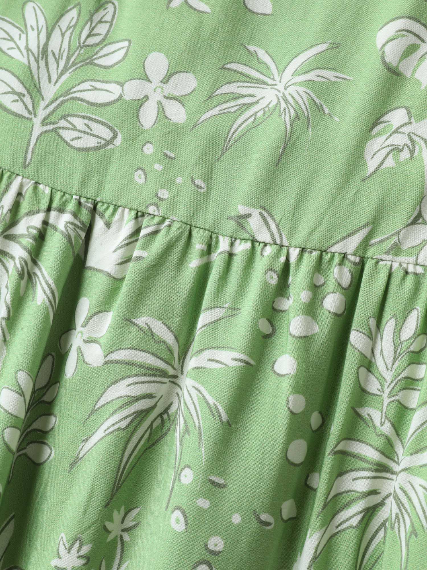 Tropical Mood Color Contrast Midi Dress