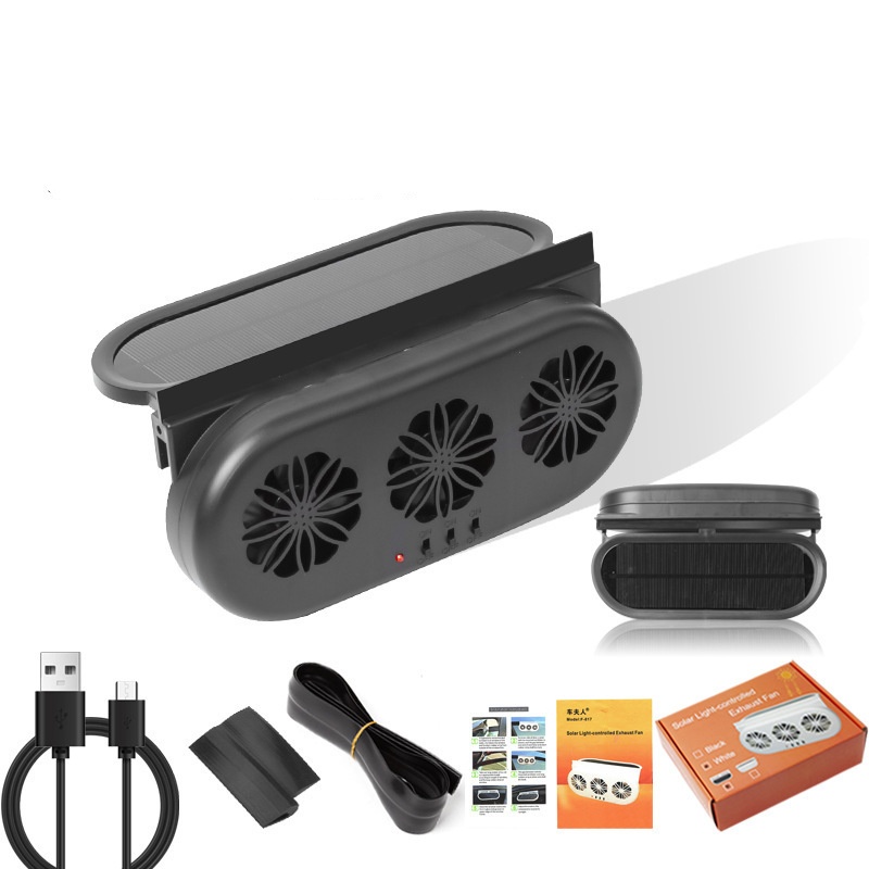 🔥Last Day 60% OFF🔥New Car Solar Powered Exhaust Fan-Radiator Cooling Fan with Three Air Outlets