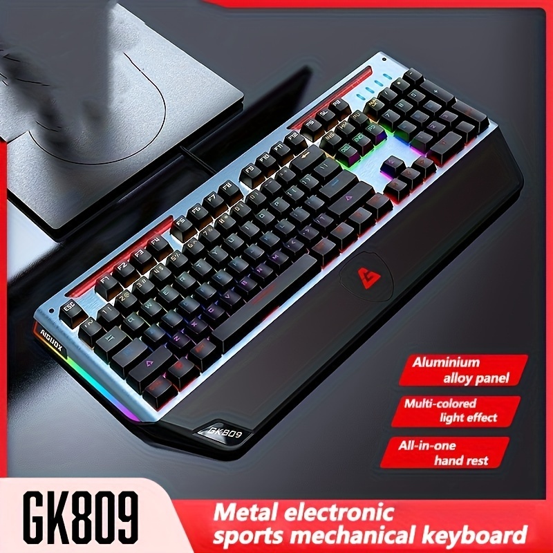 104 Keys Green Axis Integrated Hand Support Metal Mechanical Gaming Keyboard