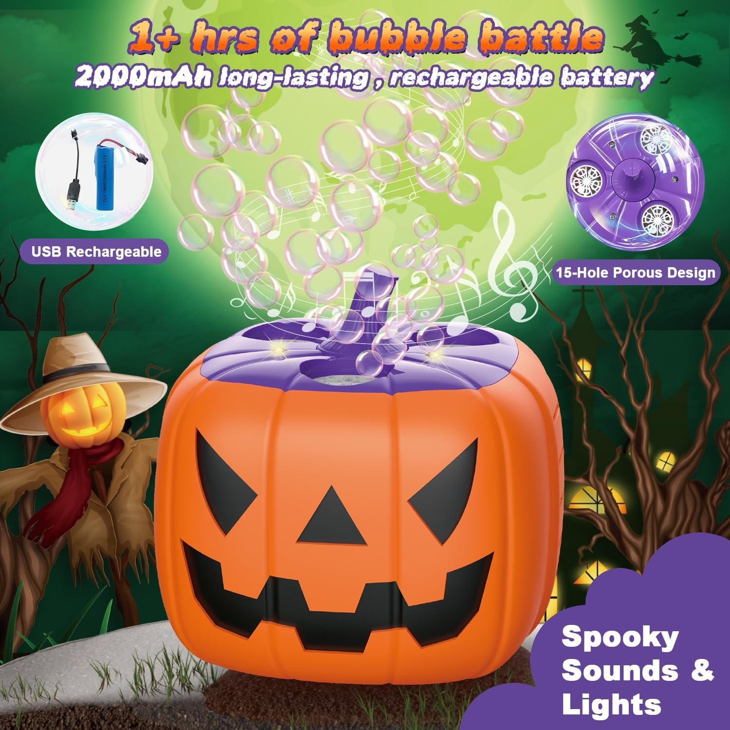 🔥LAST DAY 50% OFF🔥Halloween Party Bubble Machine Decorations Toys with LED