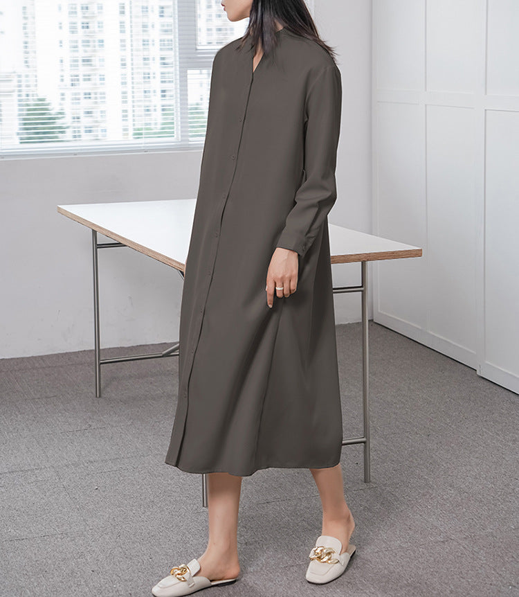 Spring Autumn Women Long Sleeve Loose Dress High Grade Windbreaker Dress Women Belt Adjustable