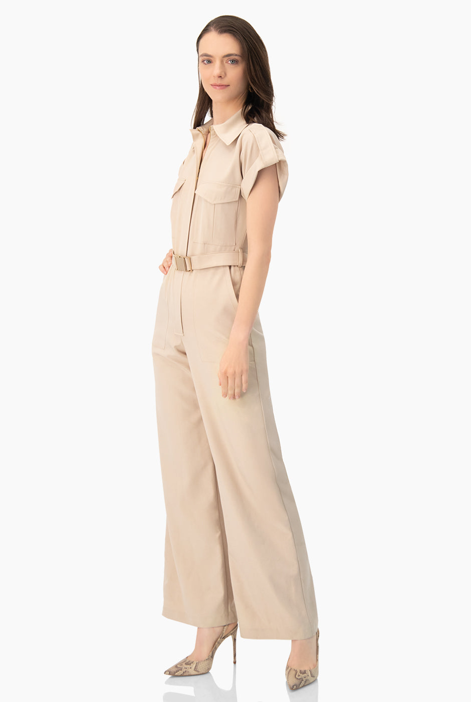 Jumpsuit camisero de manga corta