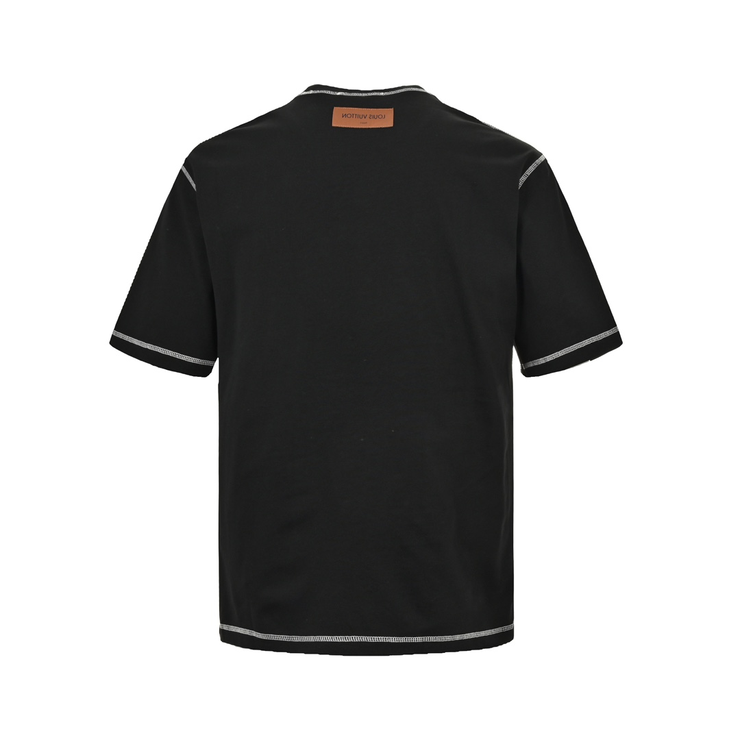 Louis Vuitton 24ss stitching script embroidered lettering short sleeves