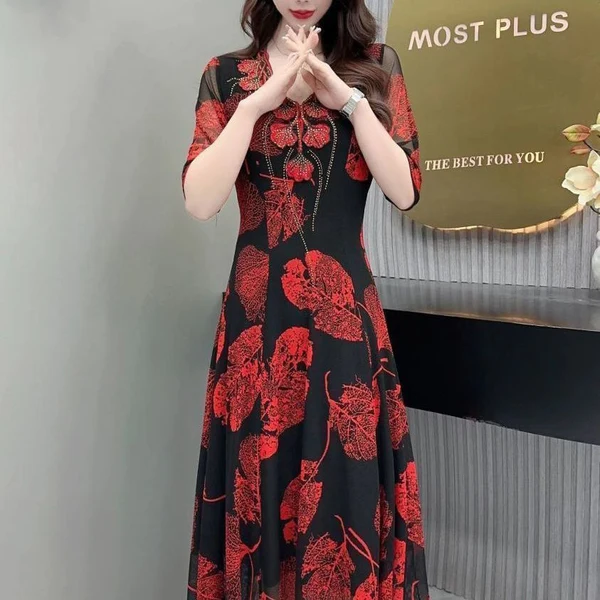 🔥Hot sale 30.99🔥✨[Best Gift For Her] Women's V-Neck Floral Waist-Slimming Long Dress（40%OFF)