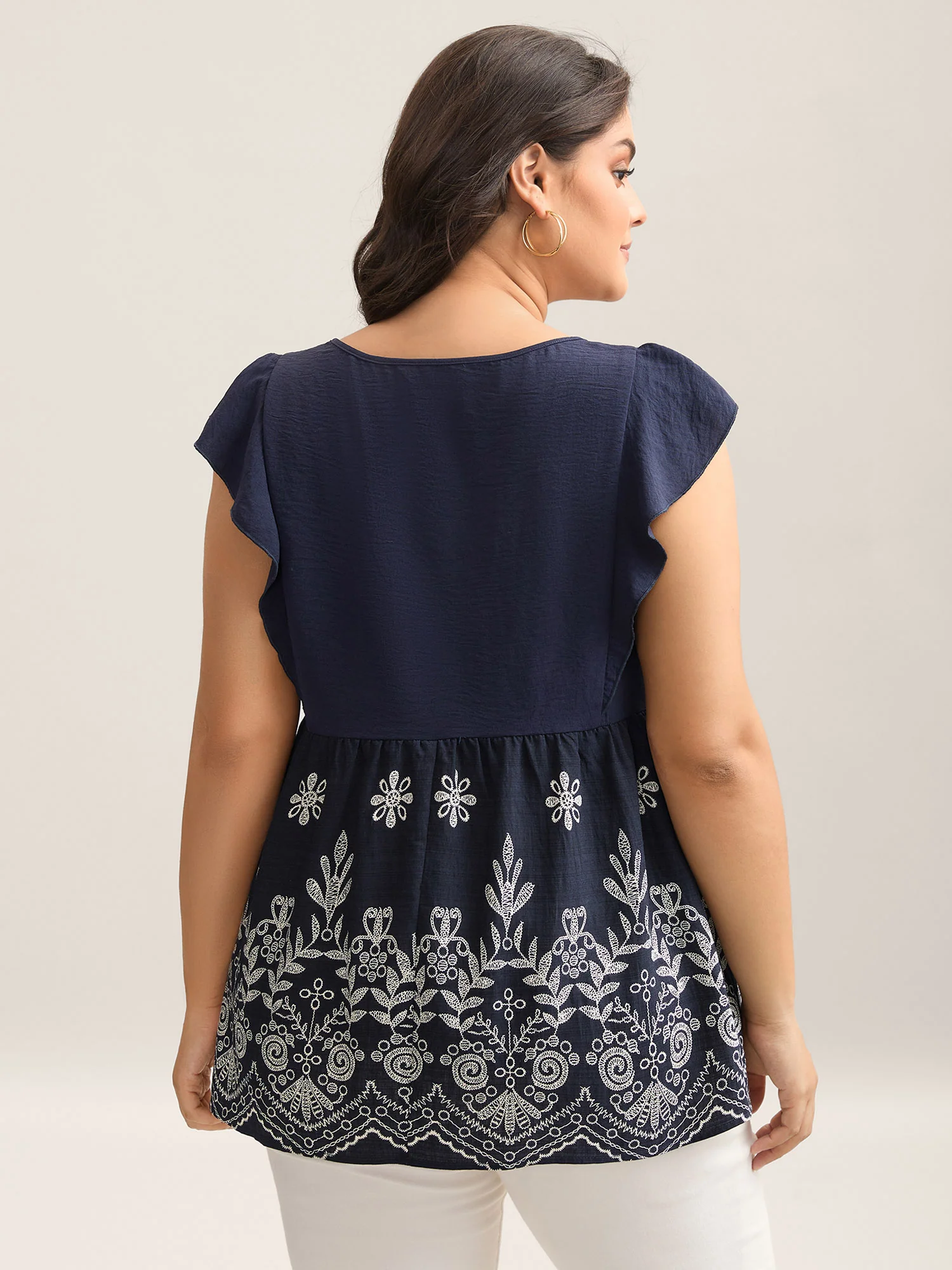 Floral Boho Print Ruffled Plain Blouse