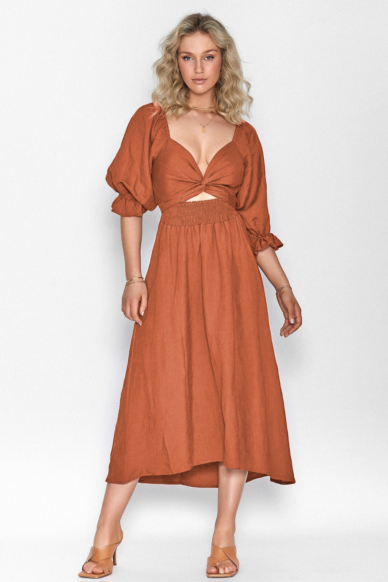 💥Hot Sale-[SAVE 50% OFF]--🏖️FRENCH RUFFLED LANTERN SLEEVES MULTI-WEAR DRESS--BUY 2 GET 10% OFF & FREE SHIPPING
