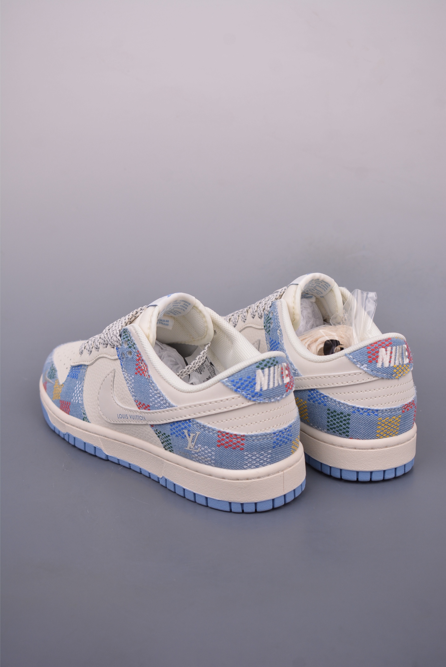 LV x Nike SB Dunk Low sneakers Off-white plaid blue FC1688-231