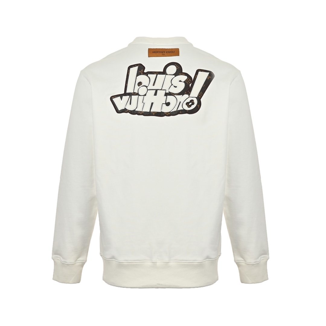 Louis Vuitton 24Fw leather logo and lettering embroidered crew neck sweatshirt