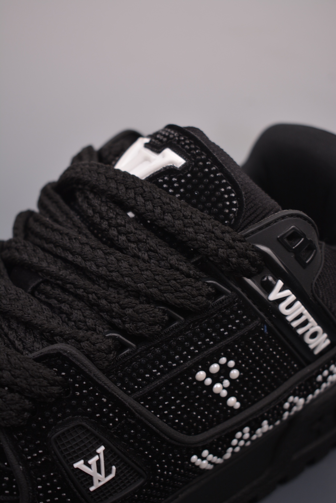 Louis Vuitton Trainer Maxi Low Sneaker Black and White Diamonds