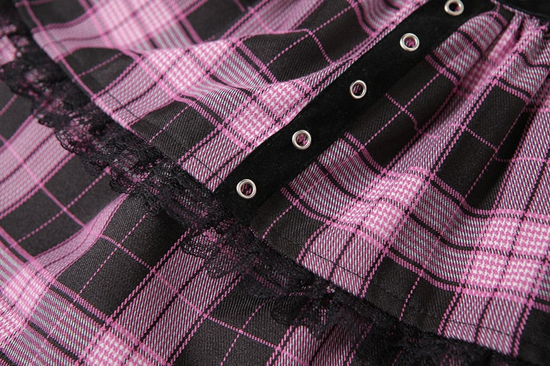 Punk Plaid Tiered Mini Skirt