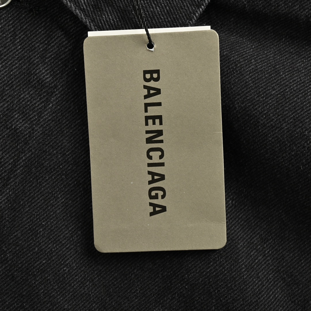Balenciaga 24Fw denim jacket with all-over back print and multiple logo prints