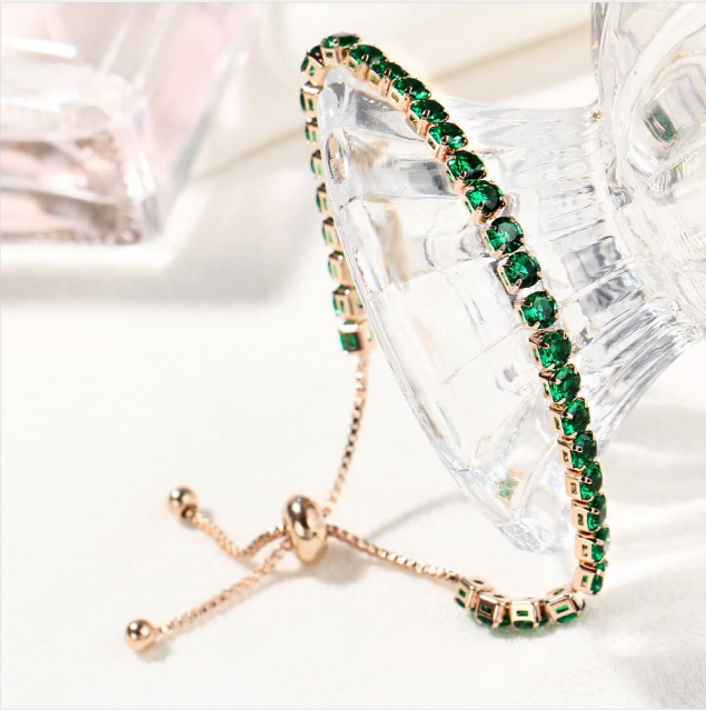 (Last Day Flash Sale-50% OFF) Adjustable Rose Gold Emerald Green Bracelet-Buy 1 Get 1 Free NOW!