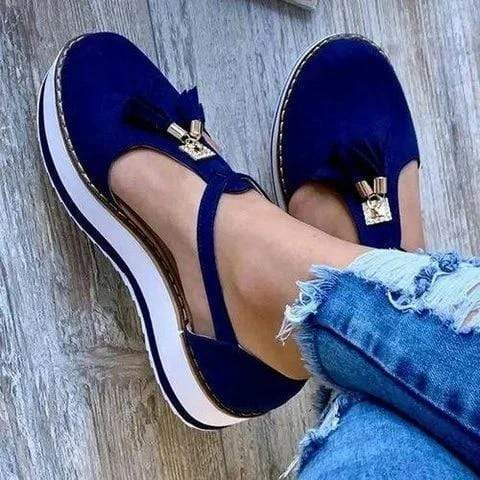 Women's Casual Platform Flat Comfort Fringe Shoes