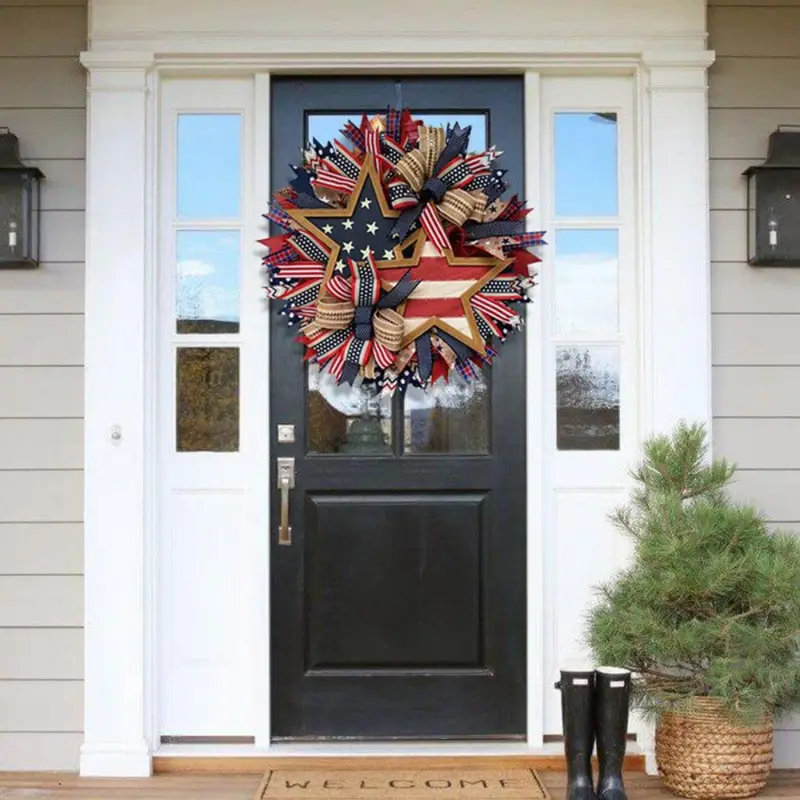 🔥[SAVE 50% OFF]--50CM/20 Inch Handmade American Patriotic Star Wreath -BUY 2 FREE SHIPPING