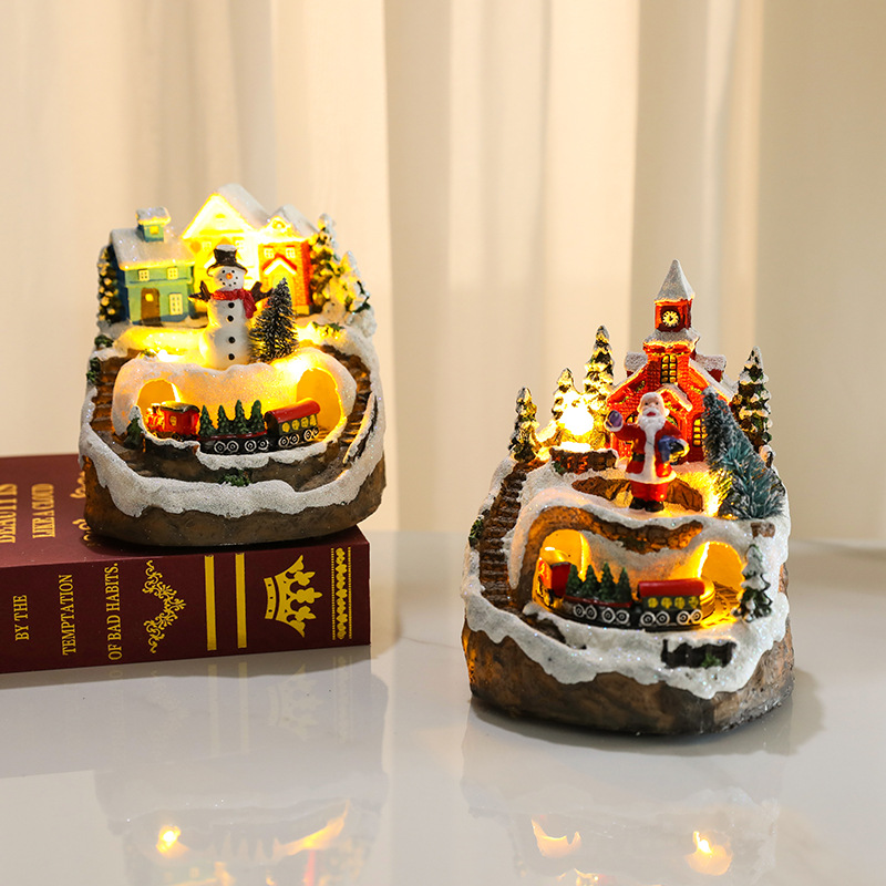 🎄Early Christmas Sale 49% OFF🎄Christmas Village Resin Music Box with Rotating Train