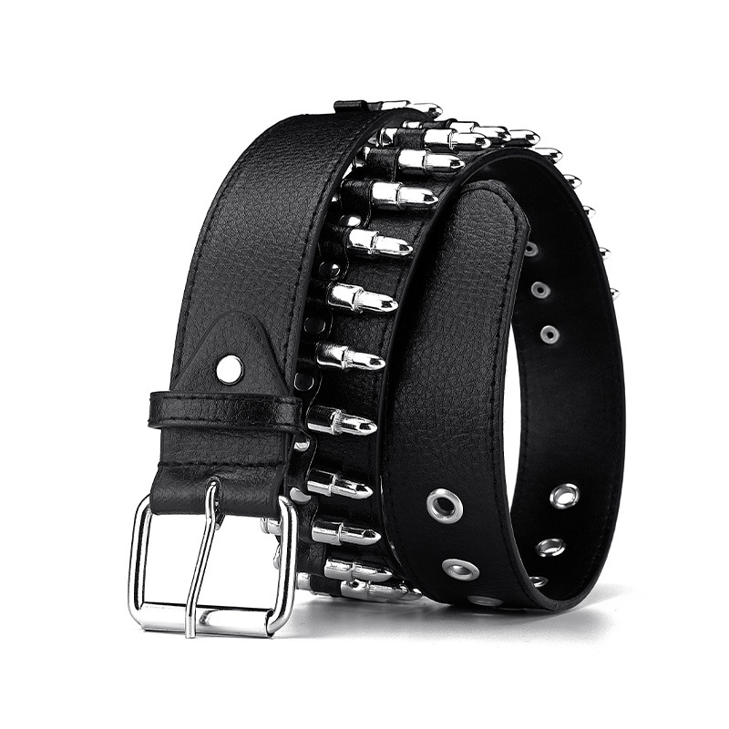 Cross-border new European and n ins style fashion bullet inlaid men's personality punk decorated jeans belt