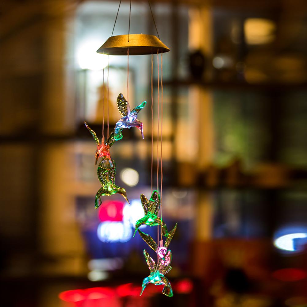 Solar-Powered Dangling Hummingbird Lights