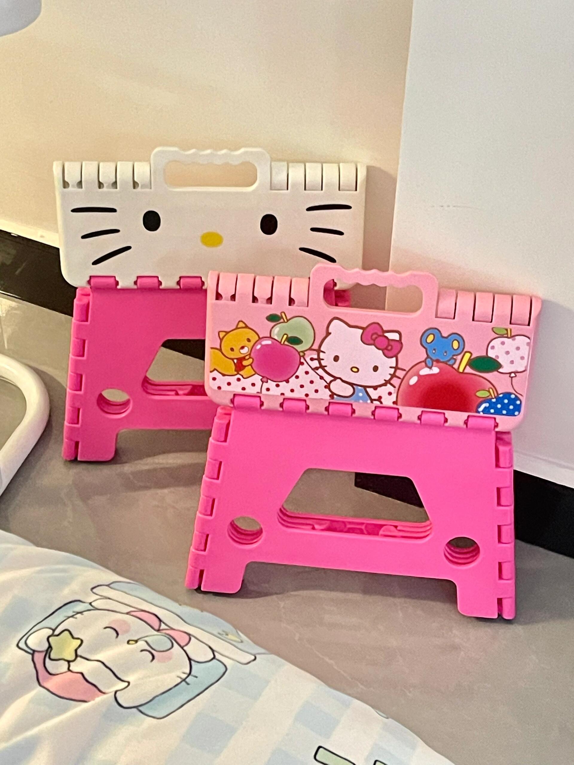 Hellokitty Laundry Folding Lightweight Step Stool is Sturdy Enough to Support Adults for Kitchen, Bathroom or Bedroom