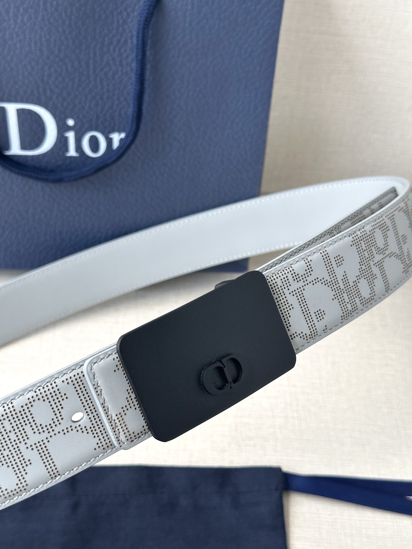 Dior square buckle leather belt 3.5CM wide