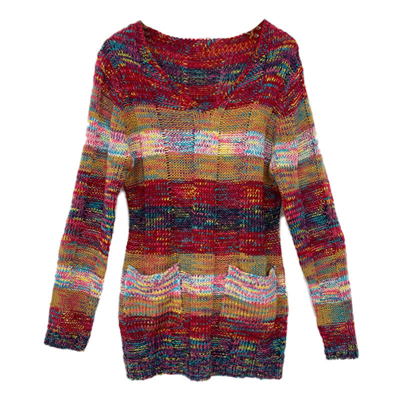 Gradient Rainbow Color Long Sleeve Sweater in Stylish Design