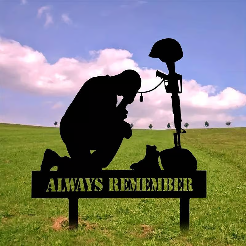 23 x 18in Soldier Memorial Metal Plaque – Outdoor Yard Tribute Decoration