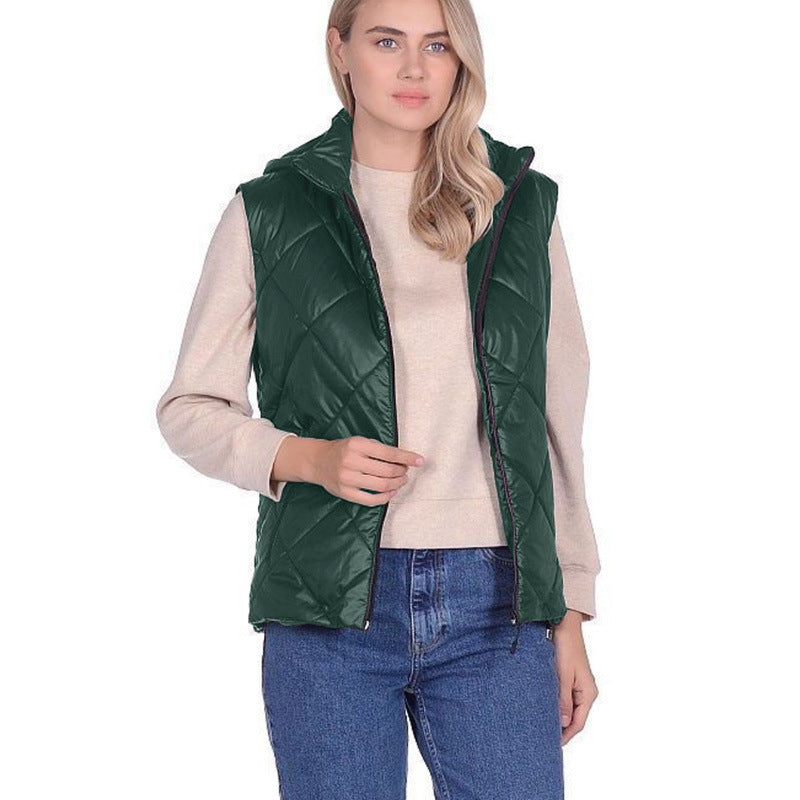 Zipper Vest with Polo Line Stand Collar for a Stylish Look