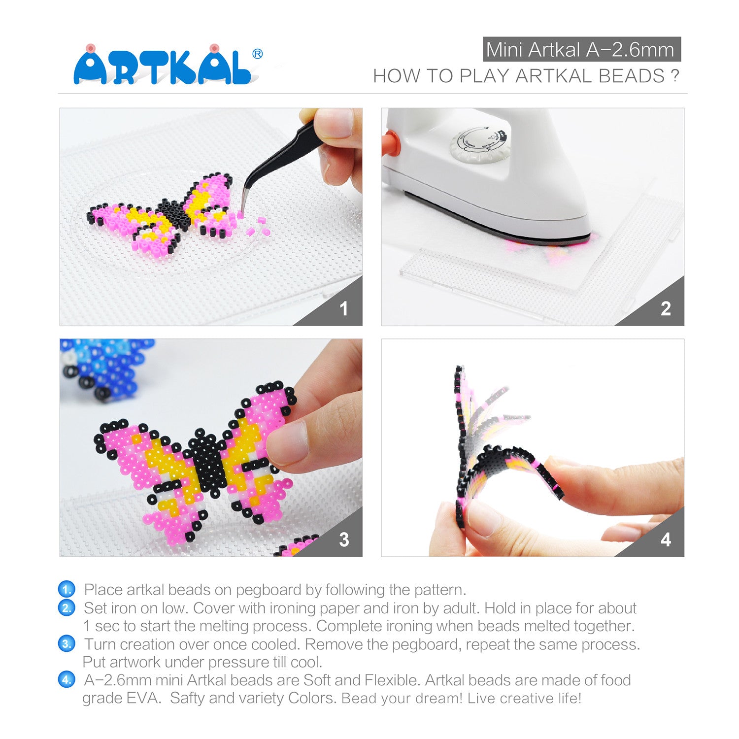 186 Colors Full Colors Set Mini A-2.6mm SOTF Artkal Beads 1000pcs/bag AB1000-F