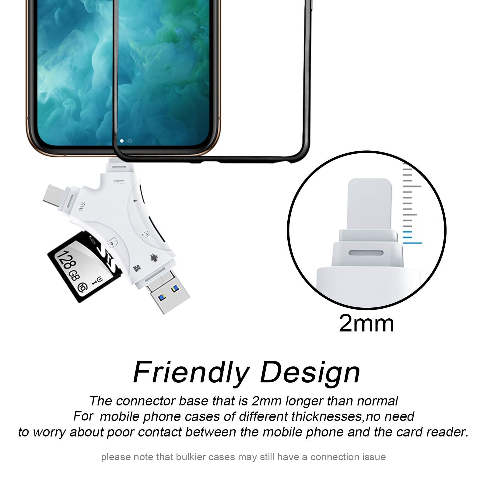 SD Card Reader for iPhone/ipad/Android/Mac/Computer/Camera,4 in1 Micro SD Card Reader Trail Camera Viewer, Portable Memory Card Reader SD Card Adapter for SD and TF Cards