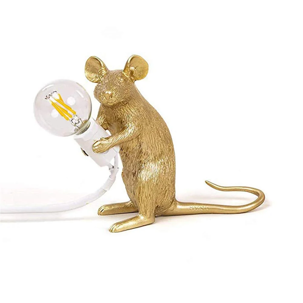 Table Lamp Set Mouse Shape Resin Creative Desk Light Bedside Lamp Light Bedside Gift Decoration LED Bedroom,Study Room Home Room Decor