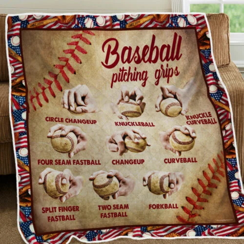 Baseball Pitching Grips Quilt Blanket