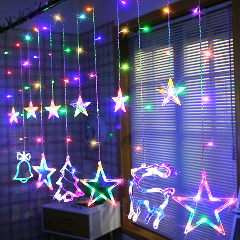 💥ON SALE💥11.5FT Christmas Hanging Lights with Reindeer, Tree & Star Ornaments, Remote Control, Waterproof 🎄✨