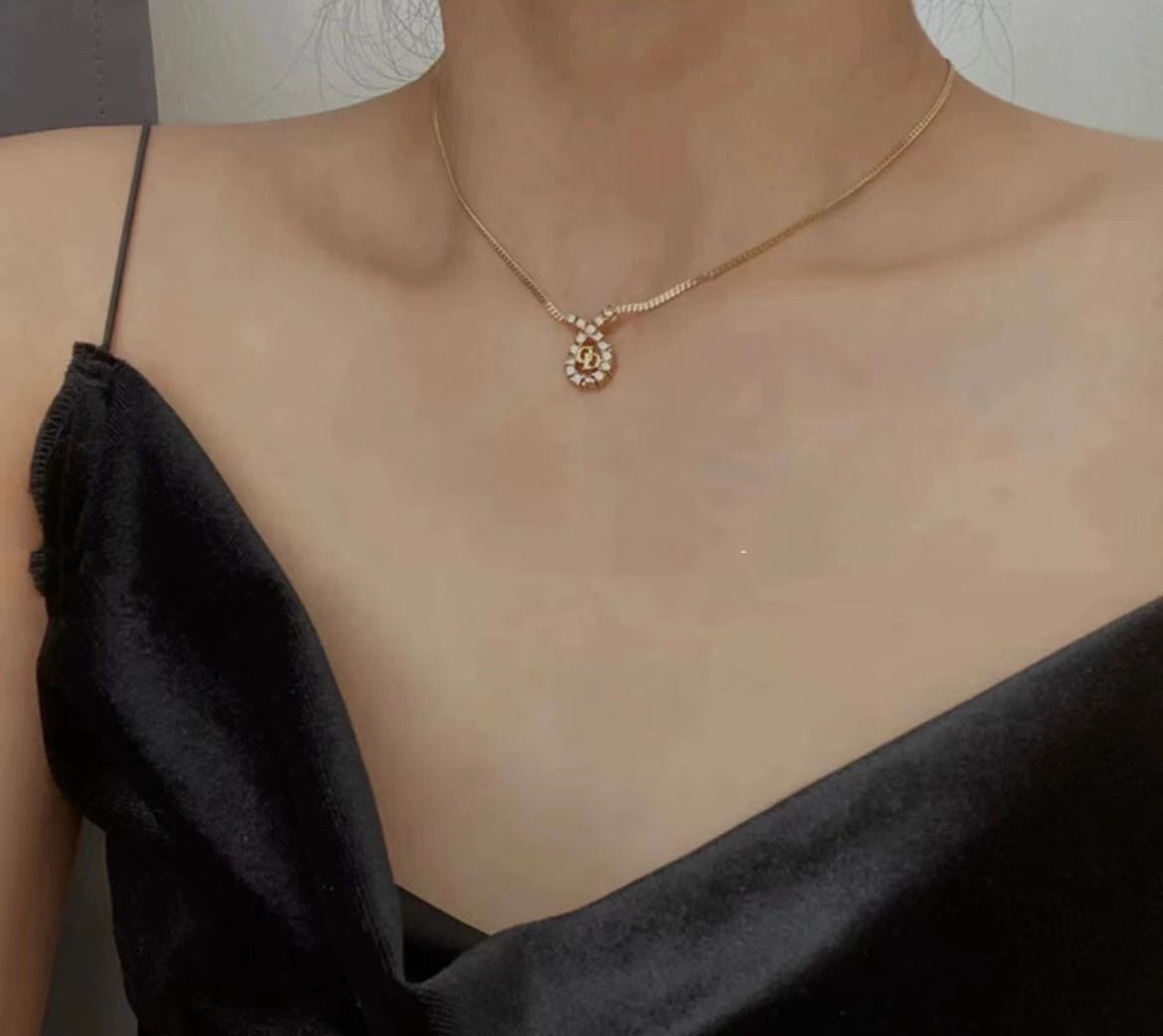Dior CD diamond drop necklace