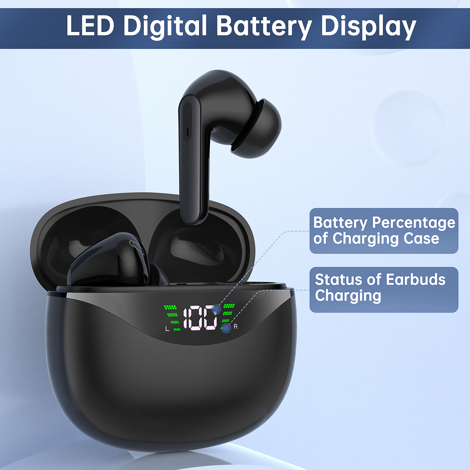 Wireless Earbuds, Bluetooth 5.1 Headphone 30Hrs Playtime with USB-C Fast Charging Case, IPX7 Waterproof Earphones, TWS in Ear Stereo Headset Built