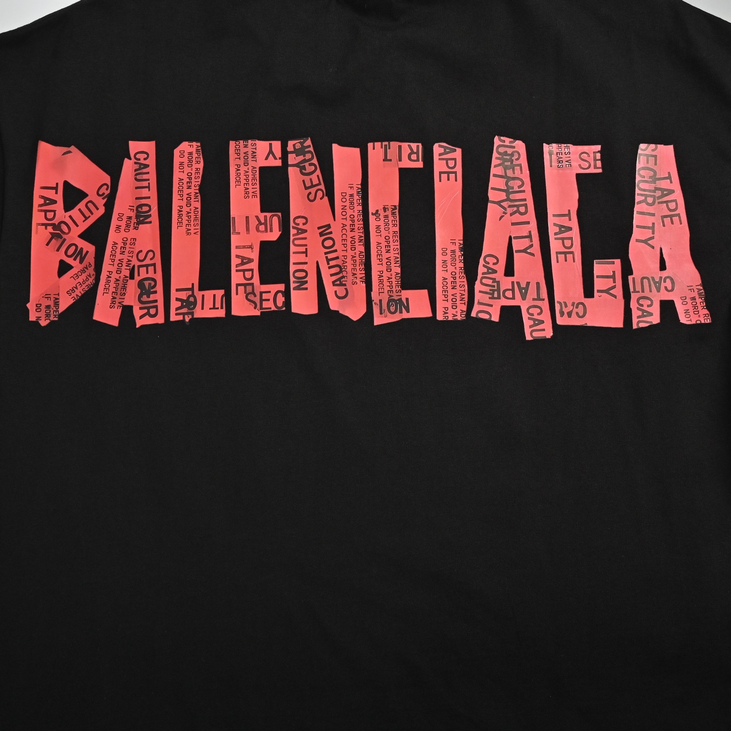 Balenciaga Back Tape Lettering Round Neck Short Sleeve