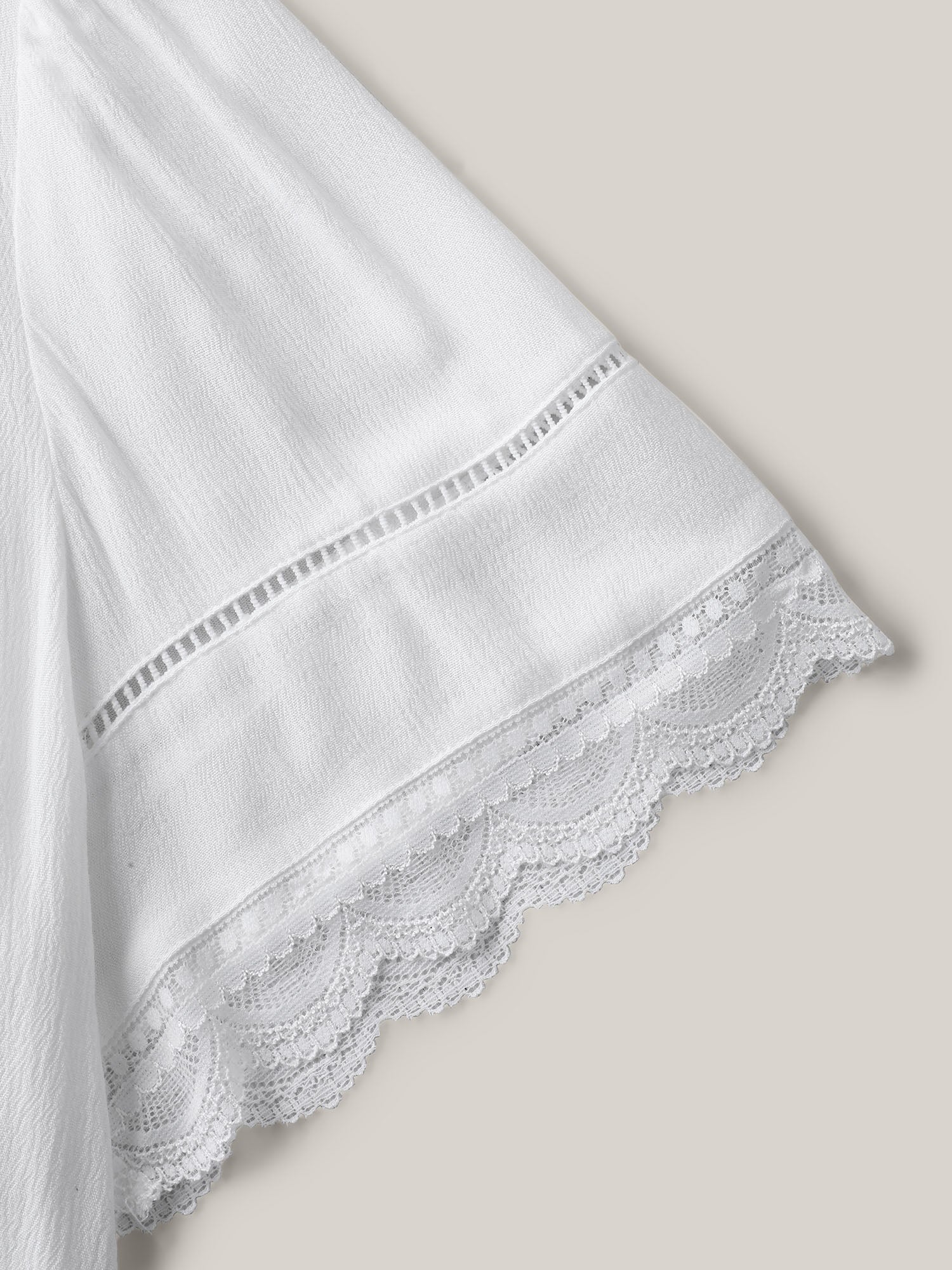 Rayon Flowy Lace Trim Solid Blouse